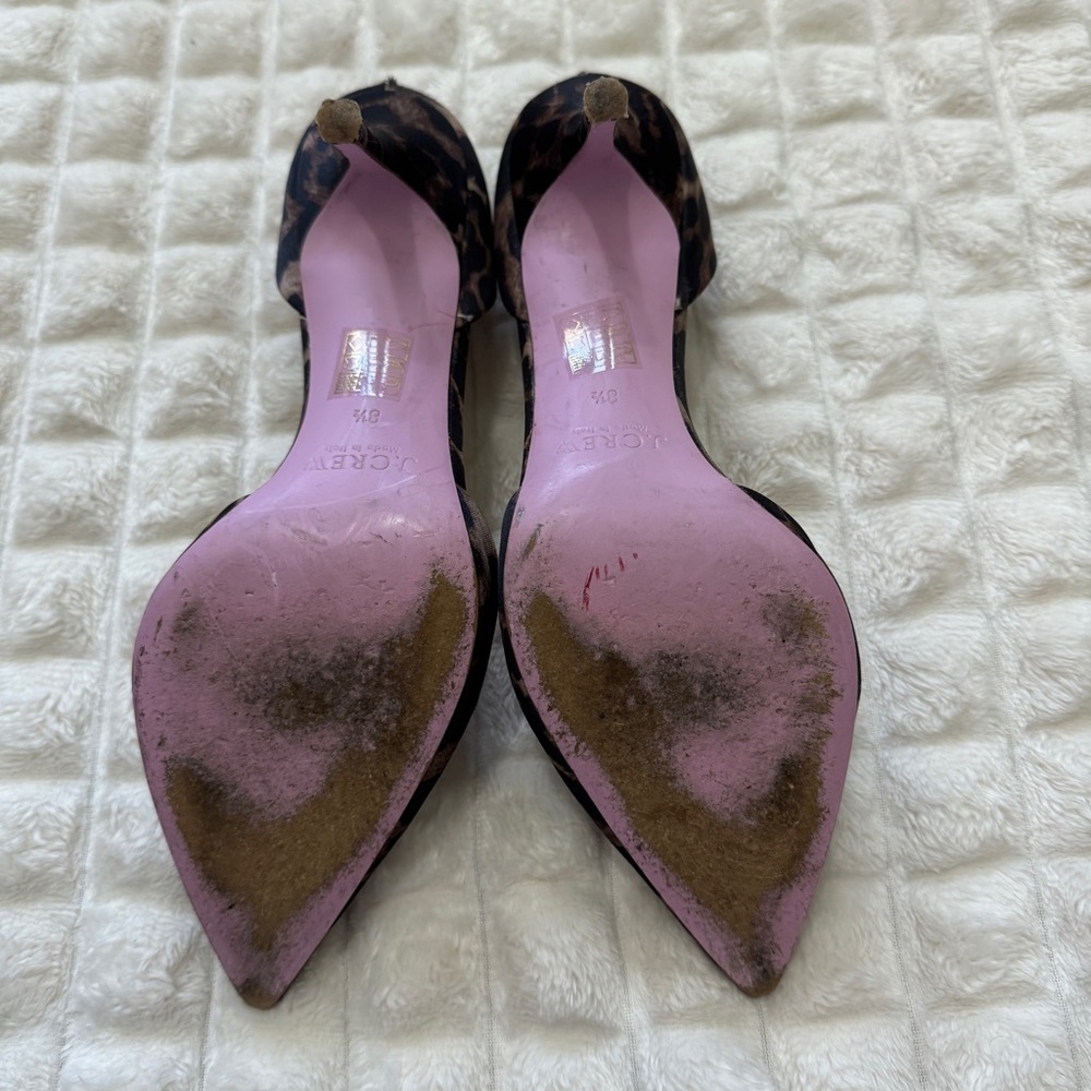 J Crew 8.5 Elsie D’Orsay Heels Pumps ~ Leopard Print Stiletto Modern Chic - Picture 8 of 10